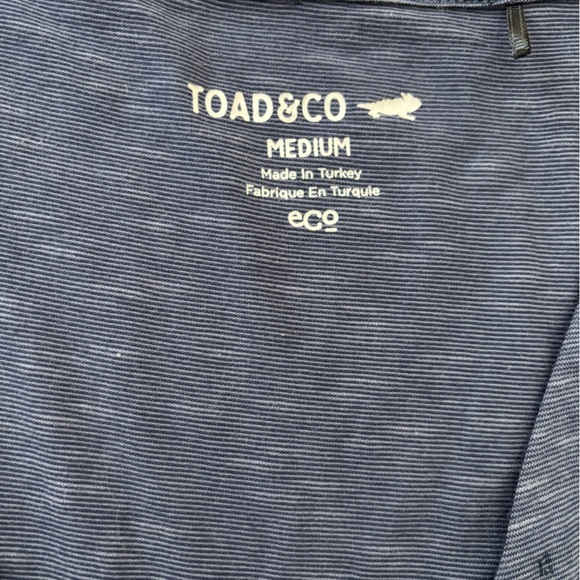 Toad&Co Navy Blue Midi Dress in size Medium fun dot pattern with tie waist - Picture 4 of 7